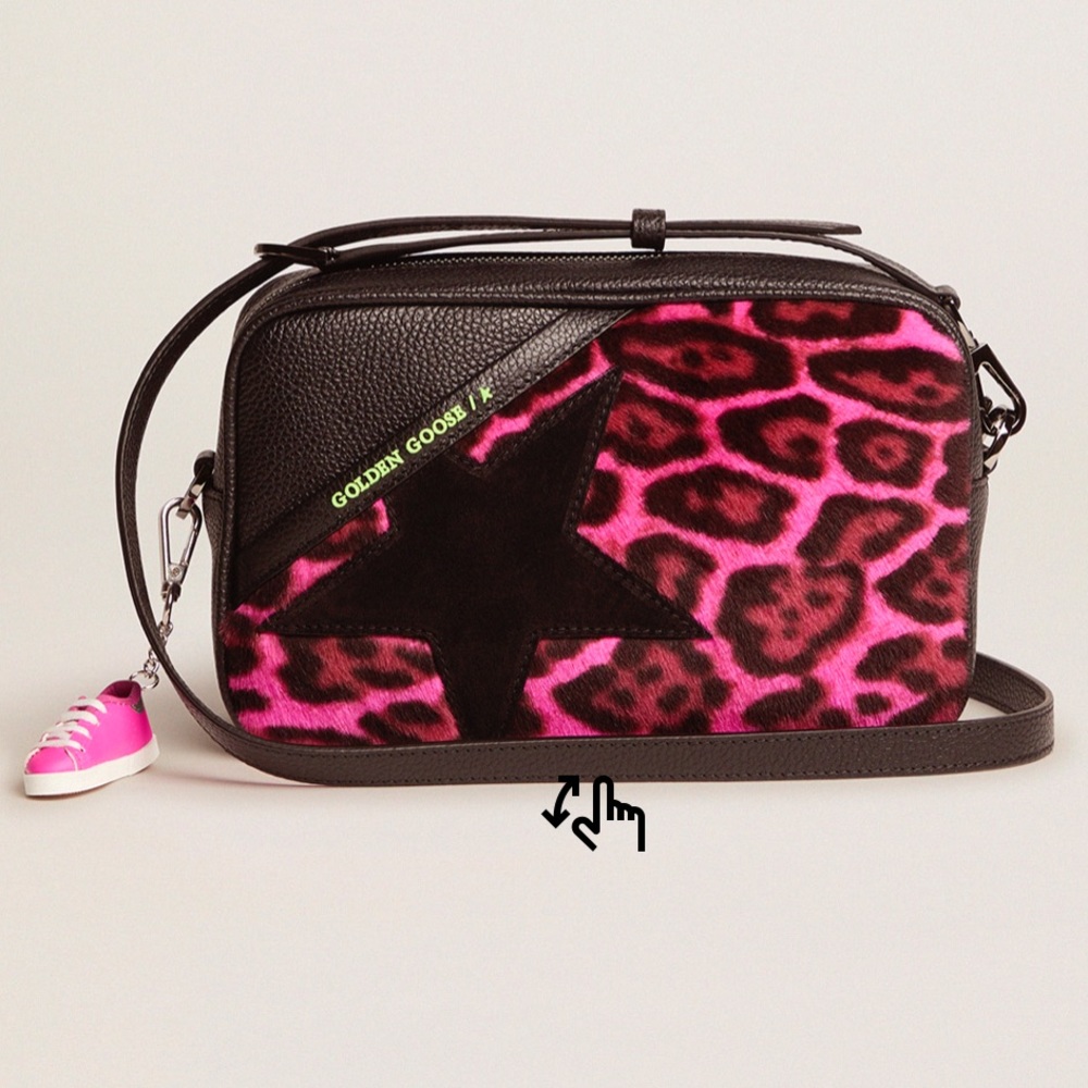Star Bag made of fuchsia leopard-print pony skin